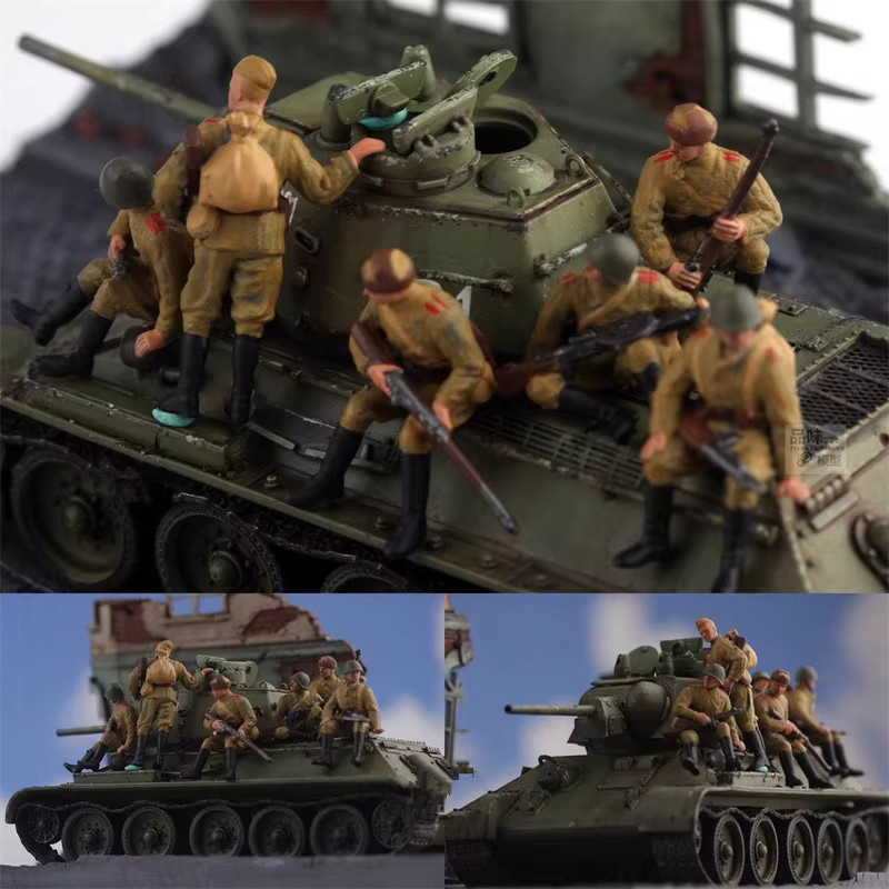 ART CROWN MODEL Sowjetische Infanterie Assault Group T34, Soldaten Figur, 6-teiliges Set, Harz, Bunt / Mehrfarbig - Bild 2