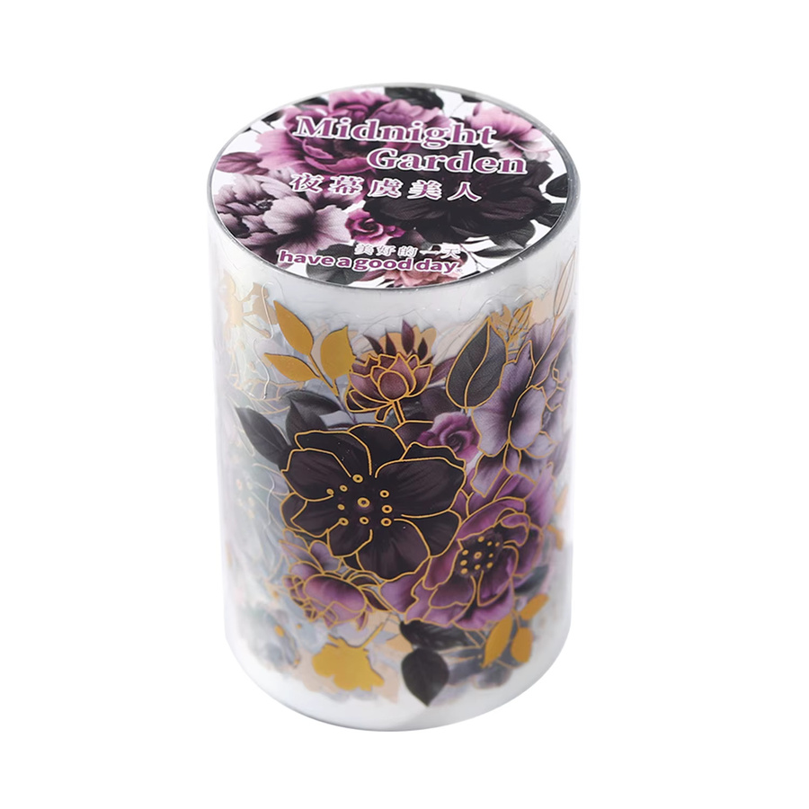 JIANWU Washi Tape Midnight Garden Serie Vintage Pflanze und Blume aus PET, Breite: 6 cm, Länge: 200 cm, Multicolour - Bild 3