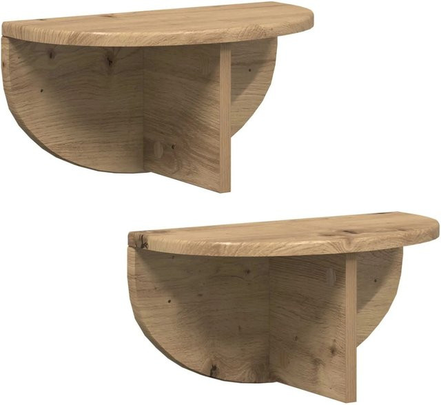 vidaXL Wandregal Set 2 Stück in Artisan-Eiche, modernes Wandregal aus Holzwerkstoff, Farbe Braun, B/T/H: 38 x 19 x 19 cm - Bild 1