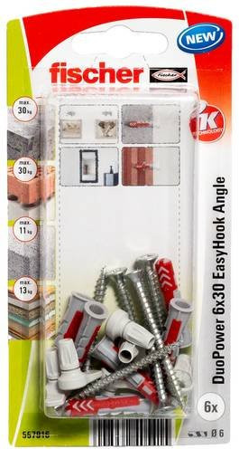 Fischer DuoPower EasyHook Angle K Dübelsortiment 6 x 30 mm Multicolor - Bild 1