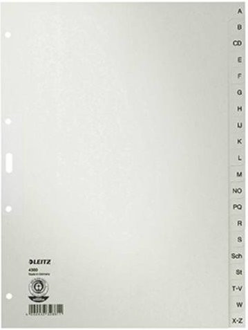 Leitz Register DIN A4 A-Z aus Tauenpapier in Grau mit 20 Registerblättern - Bild 1