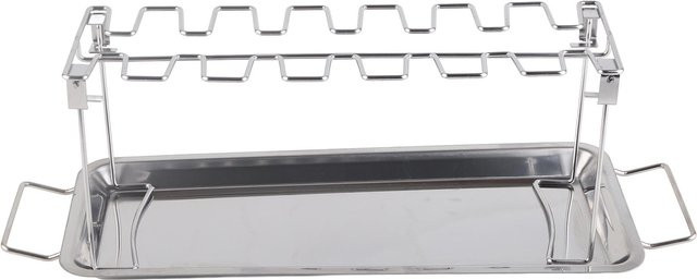 CosyHome Hähnchenschenkel Grillgestell aus Edelstahl mit Tropfschale in Silber und Weiß - Bild 1
