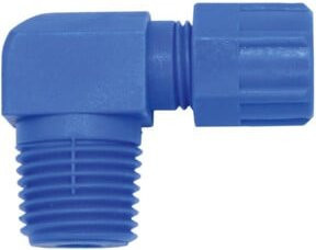 Riegler Winkel-Verschraubung starr R 3/8 a. für Schlauch 12/9 mm aus Kunststoff in Blau - Bild 1