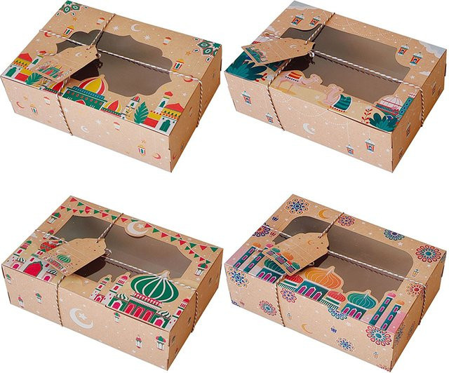 4 Stück Ramadan Mubarak Kraftpapier Verpackungsetiketten in Braun für Hochzeiten, Geburtstage und Partys - Bild 1