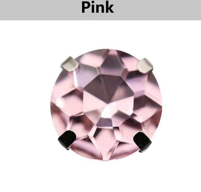 20 Stück Glaskristall-Strasssteine in Rosa zum Aufnähen, runde Perlen mit silbriger Klaue und flacher Rückseite für DIY-Bastelarbeiten, Durchmesser: 10 mm - Bild 1