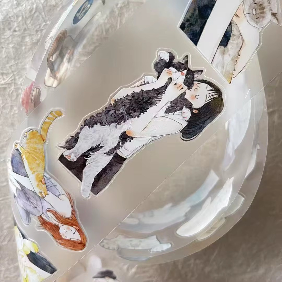 DingDing Studio Washi PET-Klebeband Vintage Little Baby Cat Girl 32 in Multicolour für Scrapbooking und DIY-Planer - Bild 2