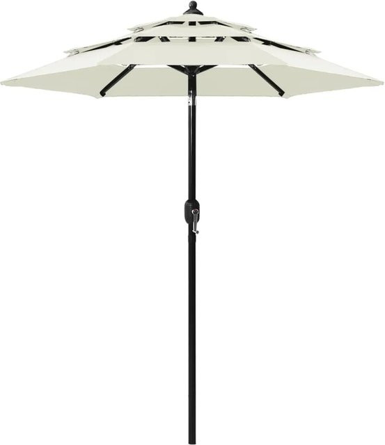 furnicato Sonnenschirm mit Aluminium-Mast in Sandfarben, 3-lagig, Durchmesser: 200 cm - Bild 1