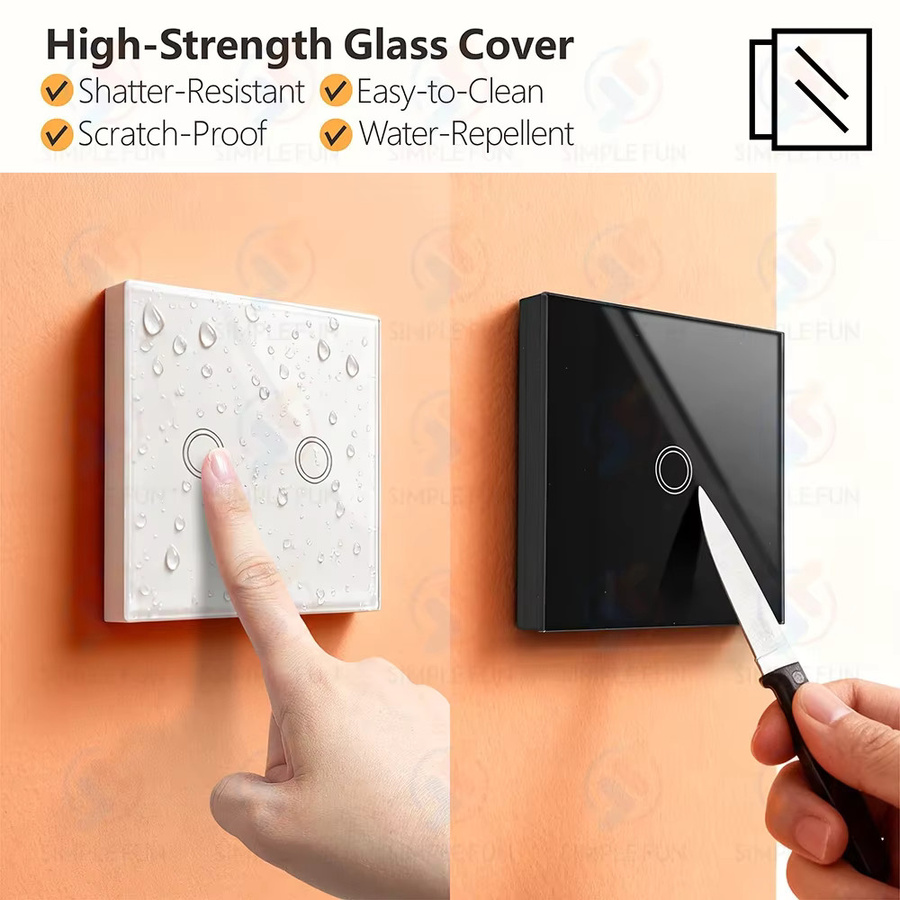 SLMPLEFUN Wireless Touch Panel Fernbedienung Lichtschalter 433 MHz 86-Typ Mini RF Relais Unterbrechter in Weiß - Bild 3