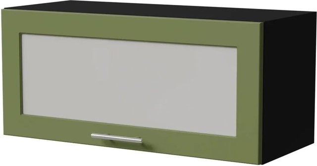 Feldmann-Wohnen Klapphängeschrank Brerra W4BS/80 WKF in Schwarz und RAL 6025 Farngrün Matt mit Glastüren und Soft-Close, B/T/H: 80 x 32,5 x 36 cm - Bild 1
