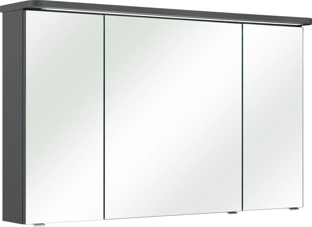 Pelipal Spiegelschrank Serie 4005 in Steingrau mit Soft-Close-Türen und Glanzoberfläche, Breite: 120 cm - Bild 1