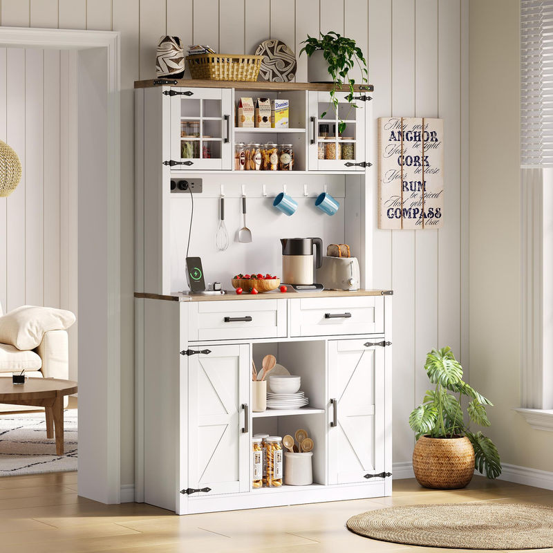 TG Electrical DE Barschrank im Scheunentor-Design mit einstellbarer LED-Beleuchtung, Braun-Weiß, B/T/H: 100 x 40 x 172 cm - Bild 2