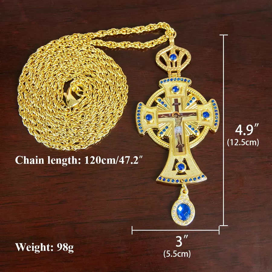 HTISOK Kreuz-Anhänger, Messing, Gold, Unisex - Bild 2