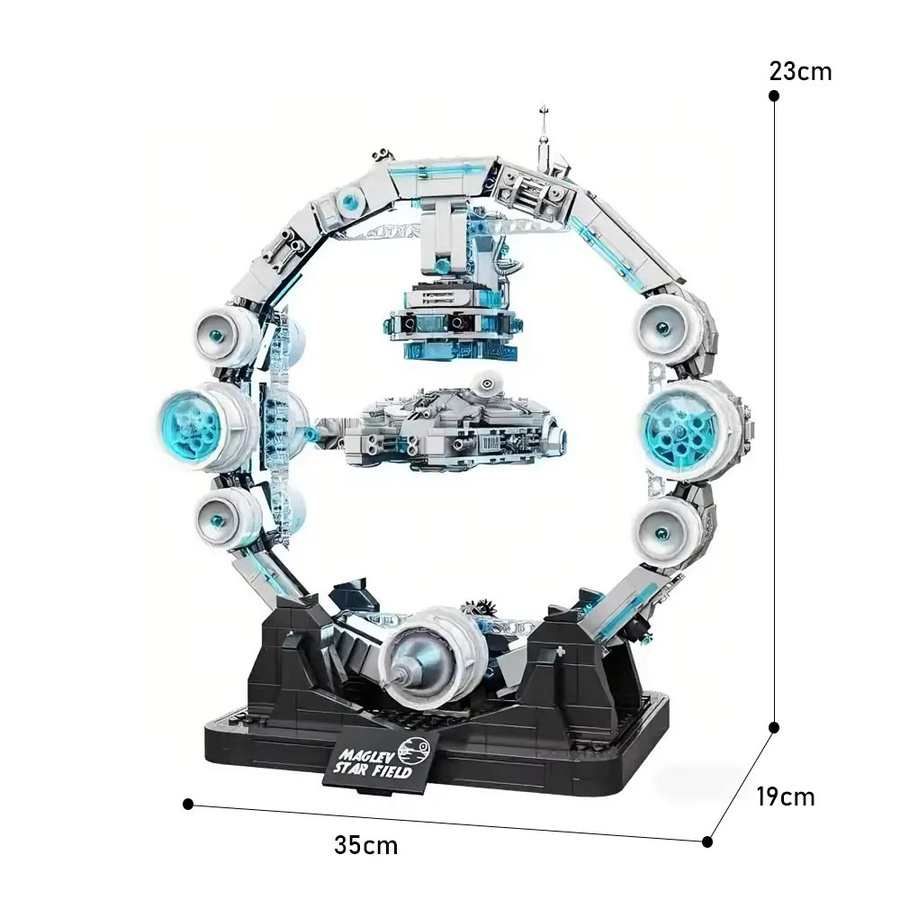 Star Wars Film Space Wars Futuristisches Raumschiff, Magnetische Bausteine Modellbausatz, mit Beleuchtung, 1196 Teile - Bild 3