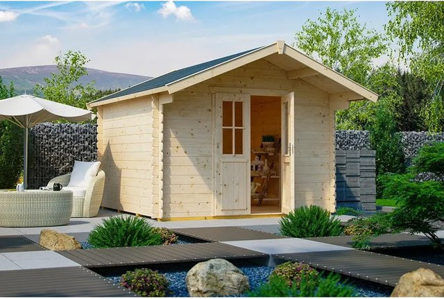 Skan Holz Gartenhaus Faro aus Holz in Beige und Braun, B/H/T: 340 x 256 x 250 cm - Bild 1