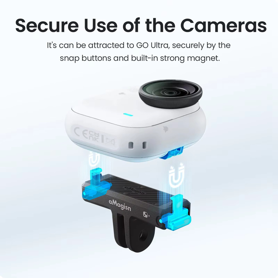 aMagisn Schnellwechselhalterung für Insta360 Go Ultra, Magnetfuß aus Kunststoff mit Edelstahlkrallen in Schwarz - Bild 3