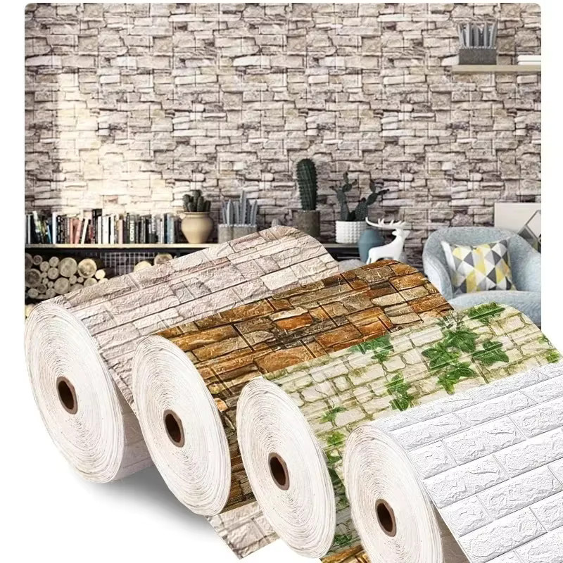 Wasserdichte 3D Weichschaum Tapete in Ziegelmuster mit Wandaufkleber-Dekoration für Kinderzimmer und Schlafzimmer, Farbe: Blau, Breite: 70 cm, Länge: 1 m bis 10 m - Bild 2