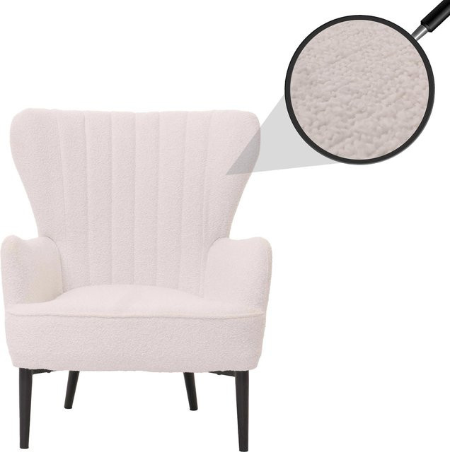 MCW Lounge-Sessel K37 in Weiß mit Bouclé-Stoff im Retro-Vintage-Stil - Bild 1