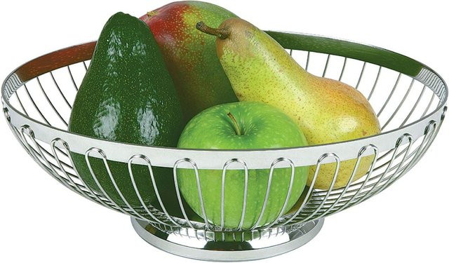 APS Brot- und Obstkorb VIRON aus Edelstahl in Silber, oval, stapelbar, L 20,5 cm x B 15,5 cm x H 7 cm - Bild 1