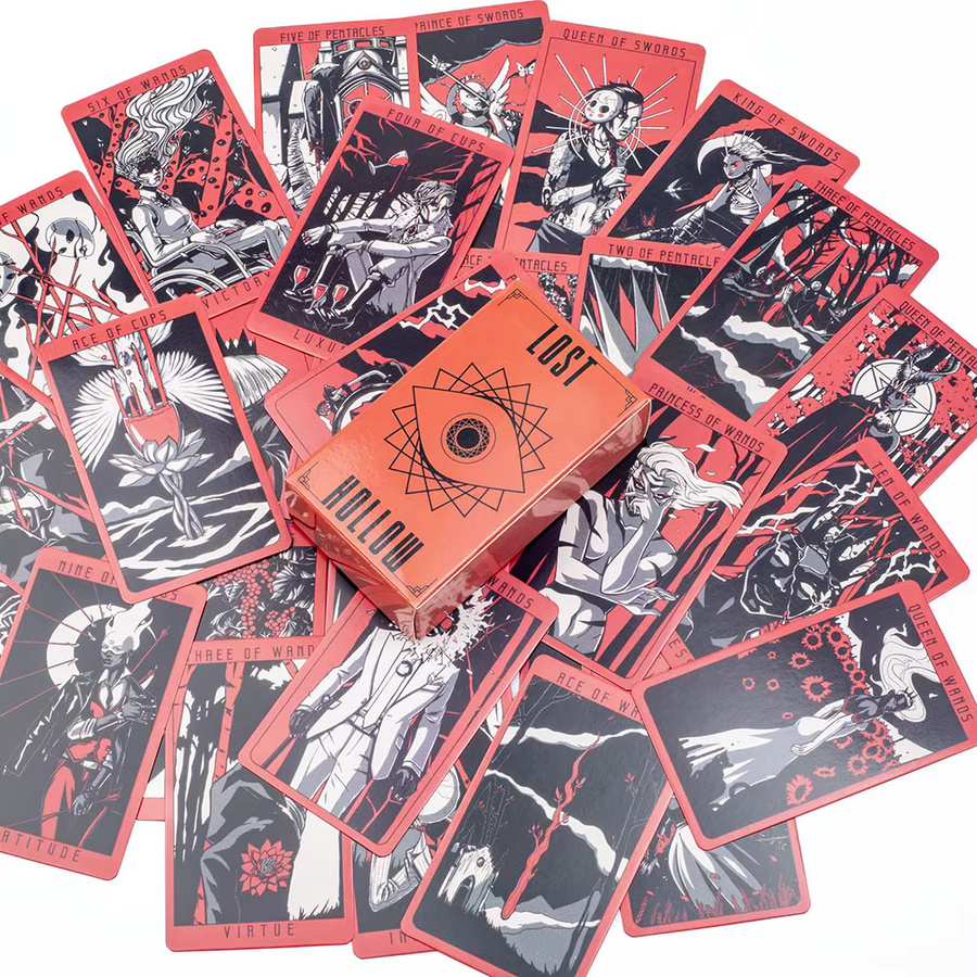 Lost Hollow Tarot Kartenspiele Wahrsagerei rot vergoldete Kanten - Bild 5