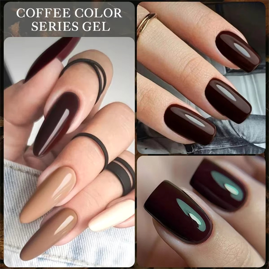 Four Lily Nagellack Set, 6 x 10 ml, Glänzend, Wein Rot Kaffee Braun Gel - Bild 3
