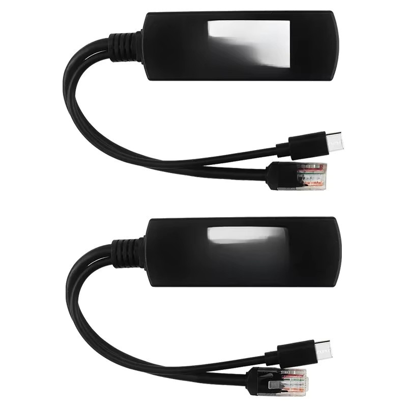 Caturda Raspberry Pi USB Typ C PoE Splitter Gigabit 10/100/1000 Mbit/s 5 V 3 A in Schwarz - Bild 1