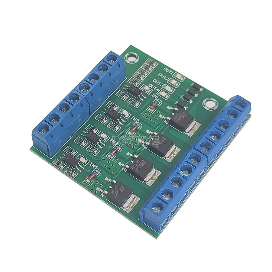 LOTHYE 4-Kanal MOSFET PLC Verstärkermodul PWM Treiberplatine, Farbe: Grün, 3–20 V bis 3,7–27 V DC, 10 A - Bild 2