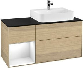 V&B Finion Waschtischunterschrank mit LED-Beleuchtung, Wandmontage, Eiche braun lackiert, Breite: 120 cm - Bild 1