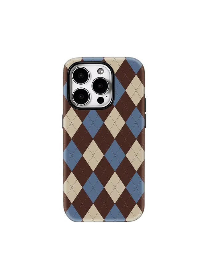 Vintage Diamond Plaid Handyhülle für Apple iPhone 17 16 15 14 13 12 Pro Max Plus mit doppelschichtiger Rückseite in Multicolour - Bild 6