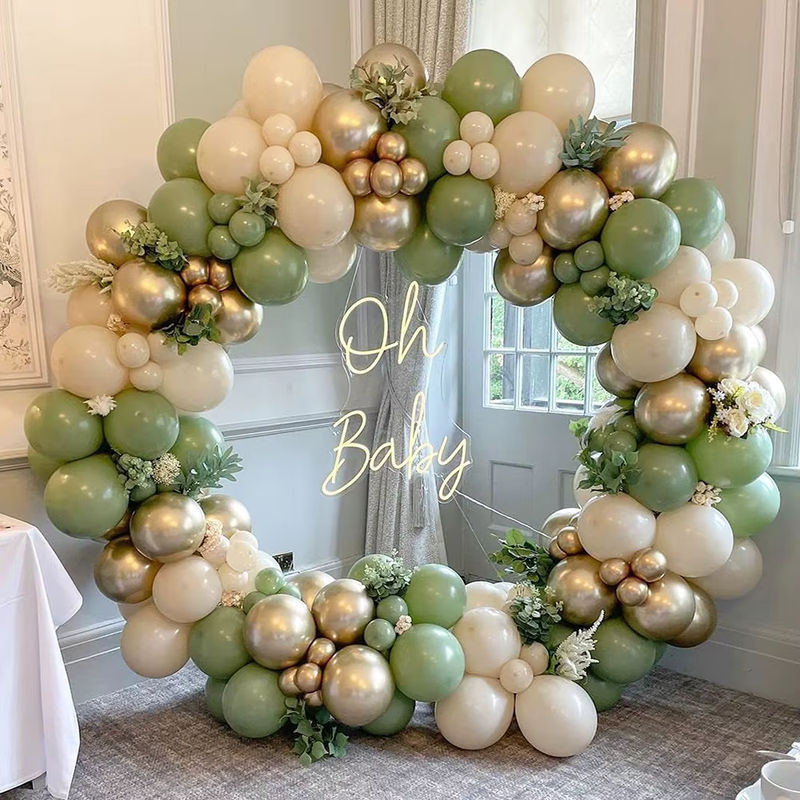 Surpsea Ballon Girlande Set mit 147 Stück in Grün, Weiß, Beige und Gold für Baby Geburtstagsdekoration im Dschungel Safari Stil - Bild 3