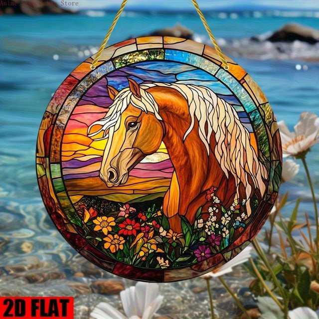 Potdemiel Suncatcher Acrylschild mit Tier- und Blumenmotiv, Rund, Mehrfarbig, Durchmesser: 20 cm - Bild 1
