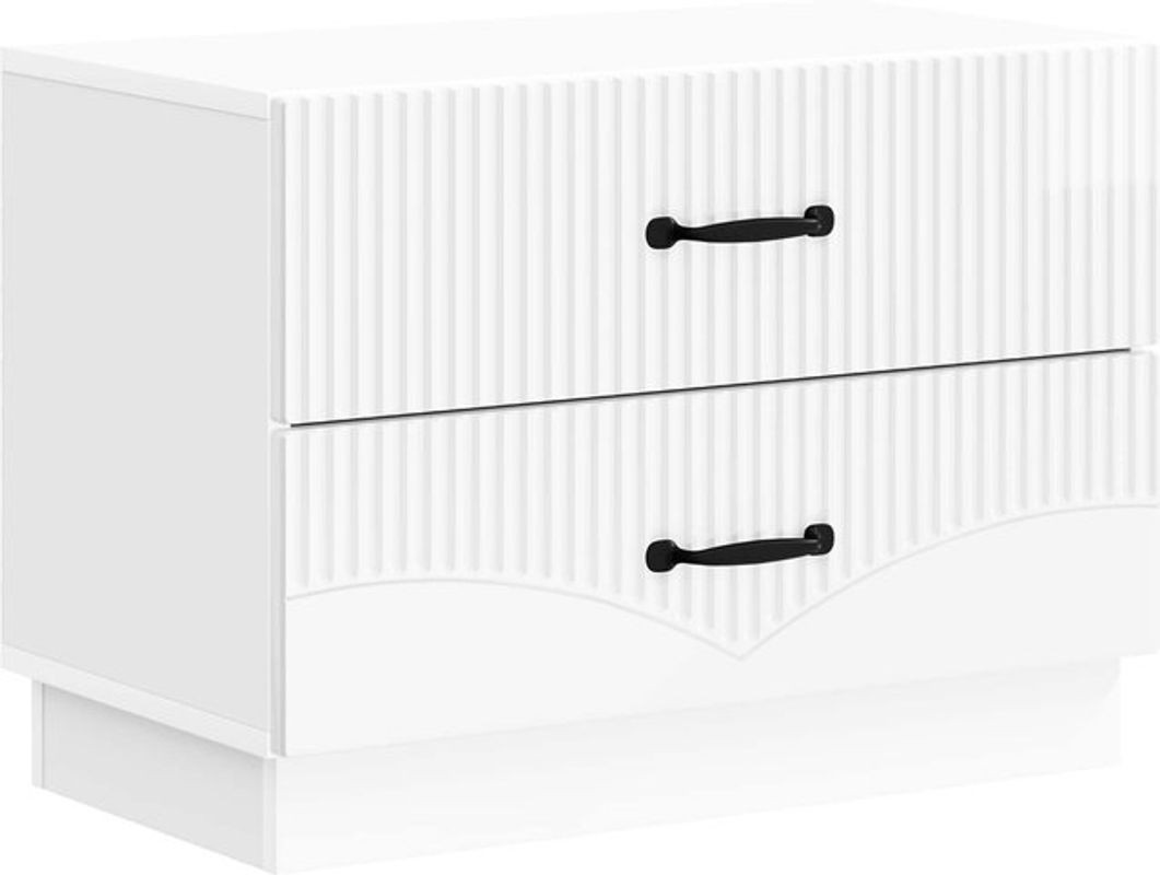 vidaXL Nachttisch in Hochglanz Weiß aus Holzwerkstoff, B/T/H: 62 x 34,5 x 44,5 cm - Bild 1
