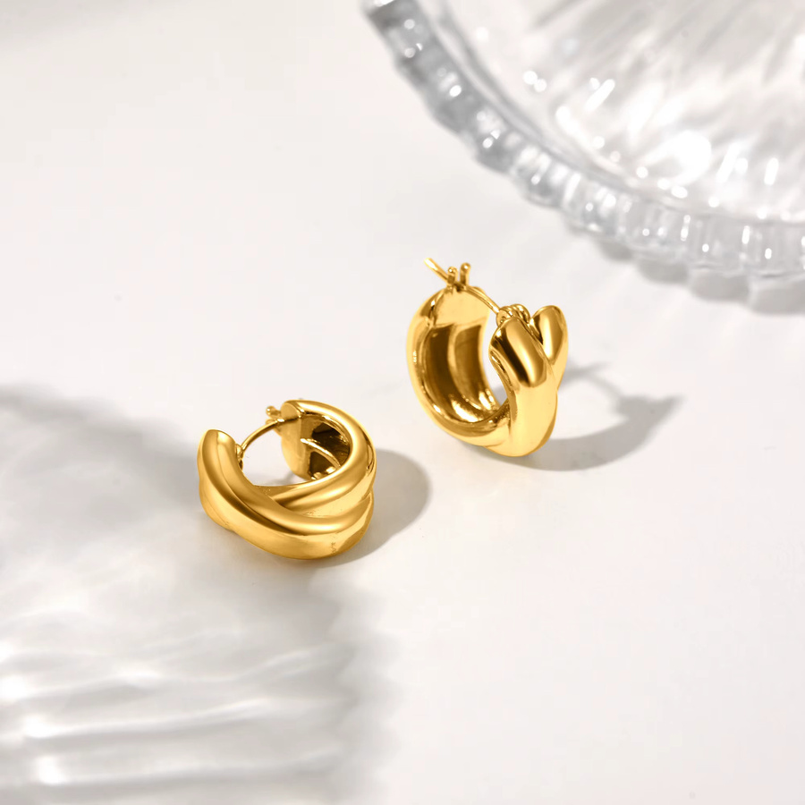 Erpels Ohrringe, Edelstahl, vergoldet, Gold, C-förmig - Bild 2