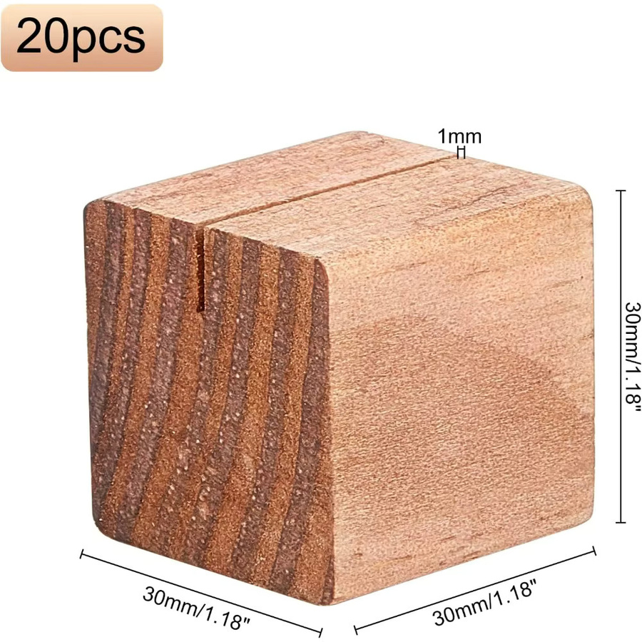 20 Stück Holz-Tischkartenhalter aus Kiefernholz in Braun für Hochzeit und Party - Bild 2
