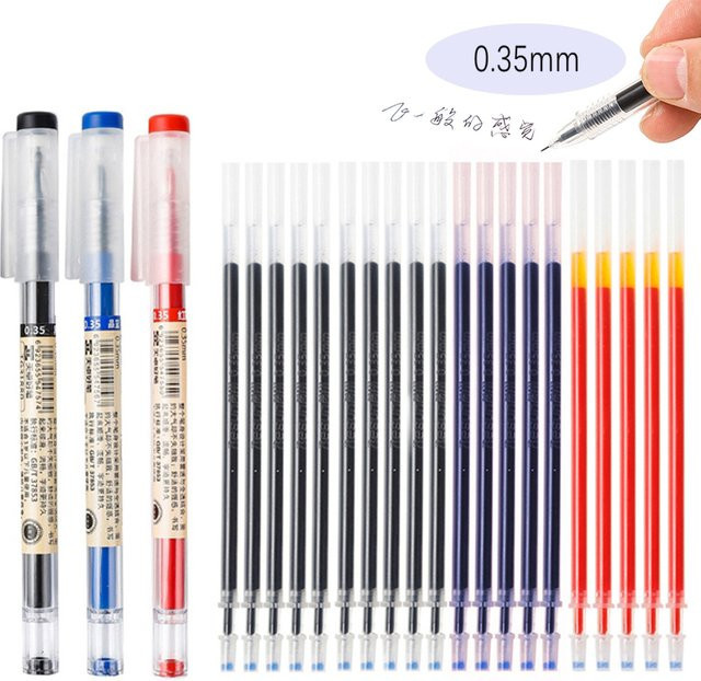 Hopk Gelstift-Set mit austauschbarer Nachfüllung in Schwarz, Blau und Rot, 0,35 mm Schreibstärke - Bild 1