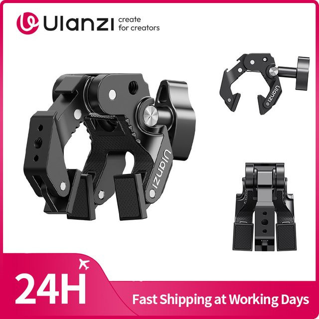 Ulanzi CO78 Super-Klemme mit 3 Backen in Schwarz für flache Oberflächen und Rundrohre zur Outdoor-Fotografie und zum Radfahren - Bild 1