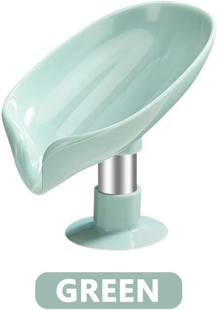 Yiran Furniture Seifenhalter in Blattform mit Wasserablauf und Saugnapf, Grün - Bild 1