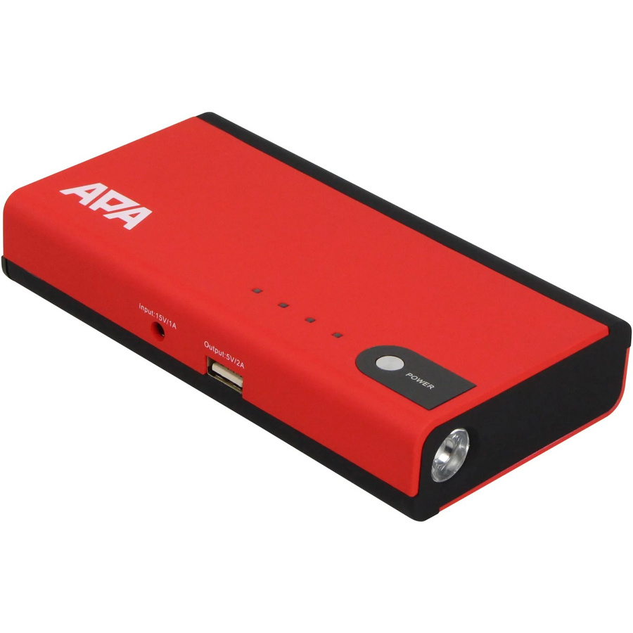 APA Mini Lithium Powerpack 11.000mAh Starthilfe 200 A 12 V mit LED-Arbeitsleuchte und USB-C/USB-A Anschlüssen in Schwarz und Rot - Bild 3