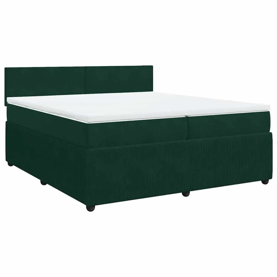 vidaXL Boxspringbett mit Matratze in Dunkelgrün aus Samt, Hybrid-Design mit Taschenfederkern, B/T: 200 x 200 cm - Bild 2