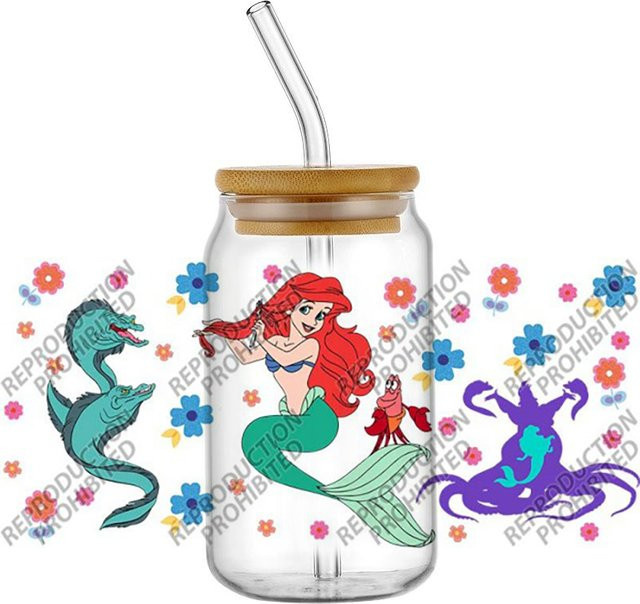 Funko Retro-Cartoon Meerjungfrau Ariel UV DTF 3D Transfer-Aufkleber für Gläser und Becher, Multicolour - Bild 1