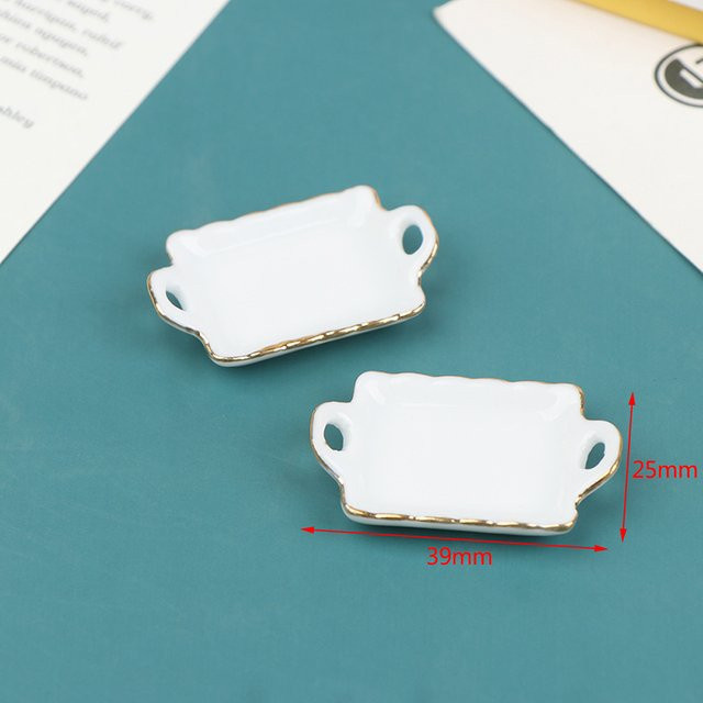 DIAPER&CORED Puppenhaus Miniatur Keramik Tablett, Zubehör, 1-teiliges Set - Bild 1