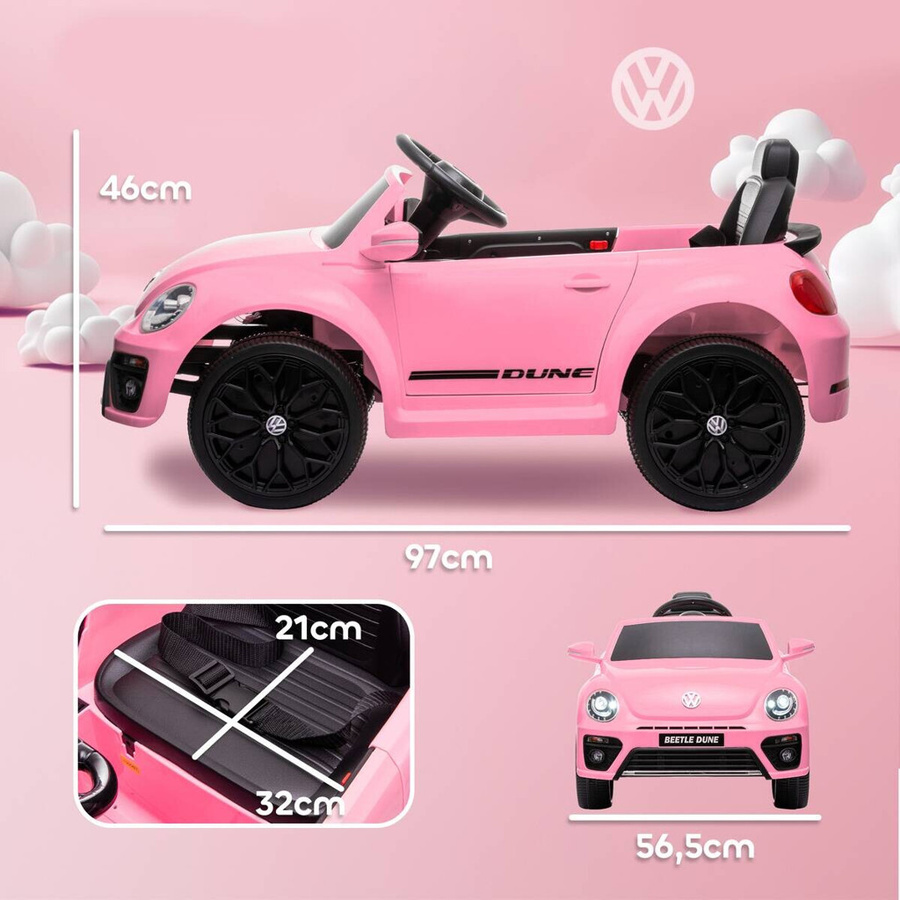 AIYAPLAY Volkswagen Beetle Kinder-Elektroauto Rosa mit Licht und Sound - Bild 5
