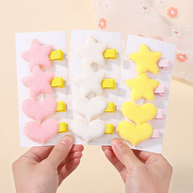Haarspangen mit Schleife und Herz, Baumwolle, Kinder, Baby Bows - Bild 1