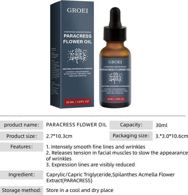 GROEI Parakress-Blütenöl, 30 ml, Anti-Aging-Gesichtsöl für reife Haut - Bild 1