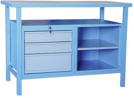 Aerotec Werkbank in Blau und Lichtgrau, B/H/T: 120 x 85 x 60 cm - Bild 1