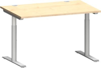 Schäfer Shop Genius Schreibtisch MODENA FLEX höhenverstellbar mit T-Fuß-Rundrohr, Ahorn/Weißalu, Breite: 120 cm, Tiefe: 80 cm - Bild 1