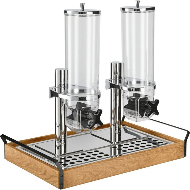 VEGA Müslispender Esino doppelt GN 1/1, 2x 4l, rechteckig, Eiche/Schwarz/Edelstahl, B: 38.6 cm, T: 61.9 cm, H: 56.2 cm - Bild 1