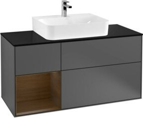 V&B Waschtischunterschrank Finion mit Wandbeleuchtung, Anthrazit, Breite: 120 cm, Tiefe: 50,1 cm, Höhe: 50,1 cm - Bild 1