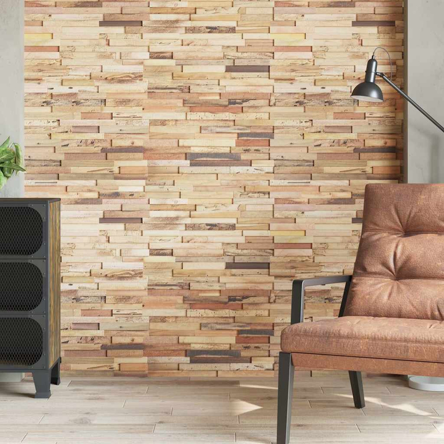 Vidaxl Wandverkleidungspanel aus recyceltem Teakholz in Braun, 10 Stück, 1,03 m² mit rustikalem Dielenmuster - Bild 3