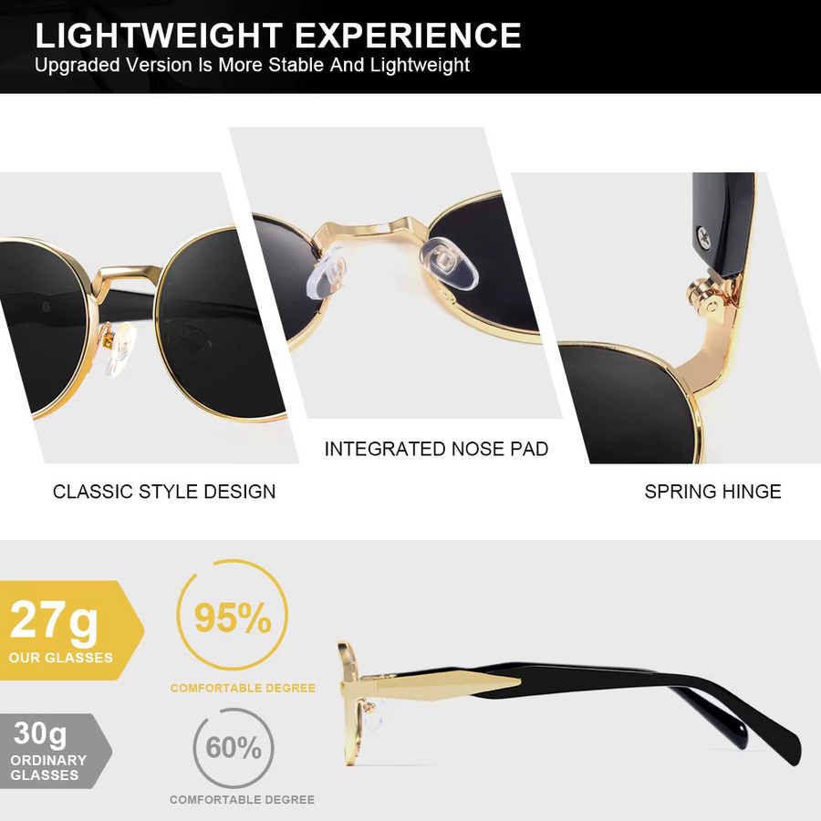 CRIXALIS Sonnenbrille Oval, Metall, Vollrand, Gold, Unisex - Bild 5