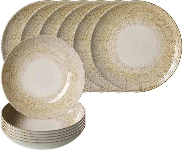 Ritzenhoff & Breker Tafelservice Rimini 12er Set aus Porzellan in Beige und Grau - Bild 1